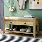 Banc de rangement polyvalent d'entrée de ferme 39 avec 2 tiroirs et 1 étagère à chaussures