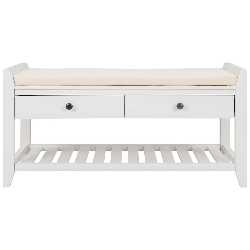 Banc de rangement polyvalent d'entrée de ferme 39 avec 2 tiroirs et 1 étagère à chaussures