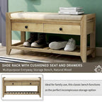 Banc de rangement polyvalent d'entrée de ferme 39 avec 2 tiroirs et 1 étagère à chaussures