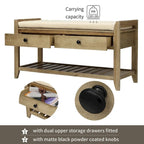 Banc de rangement polyvalent d'entrée de ferme 39 avec 2 tiroirs et 1 étagère à chaussures