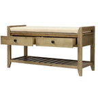 Banc de rangement polyvalent d'entrée de ferme 39 avec 2 tiroirs et 1 étagère à chaussures