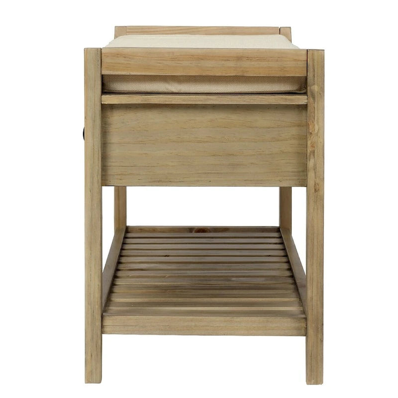 Banc de rangement polyvalent d'entrée de ferme 39 avec 2 tiroirs et 1 étagère à chaussures