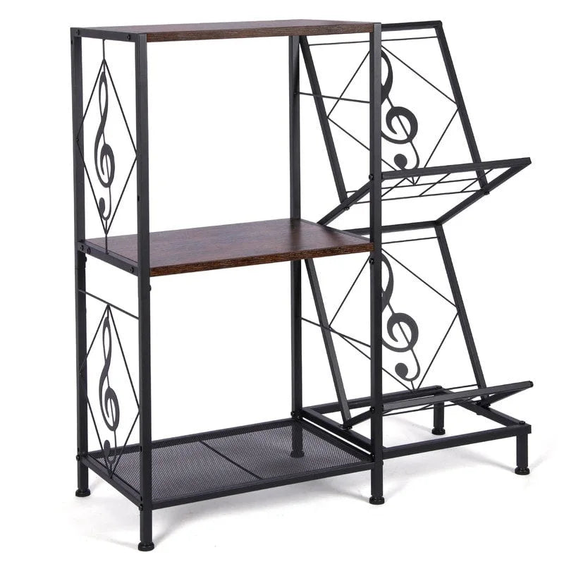 Table tourne-disque avec rangement pour disques vinyles - 27,5 x 11,8 x 32,5 pouces