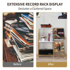 Table tourne-disque avec rangement pour disques vinyles - 27,5 x 11,8 x 32,5 pouces