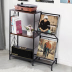 Table tourne-disque avec rangement pour disques vinyles - 27,5 x 11,8 x 32,5 pouces