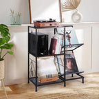 Table tourne-disque avec rangement pour disques vinyles - 27,5 x 11,8 x 32,5 pouces
