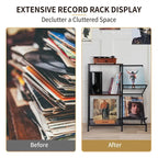 Table tourne-disque avec rangement pour disques vinyles - 27,5 x 11,8 x 32,5 pouces