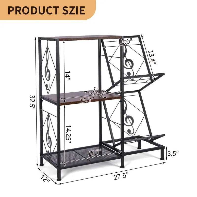 Table tourne-disque avec rangement pour disques vinyles - 27,5 x 11,8 x 32,5 pouces