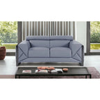 Causeuse italienne en cuir bleu clair et noir, 75 po