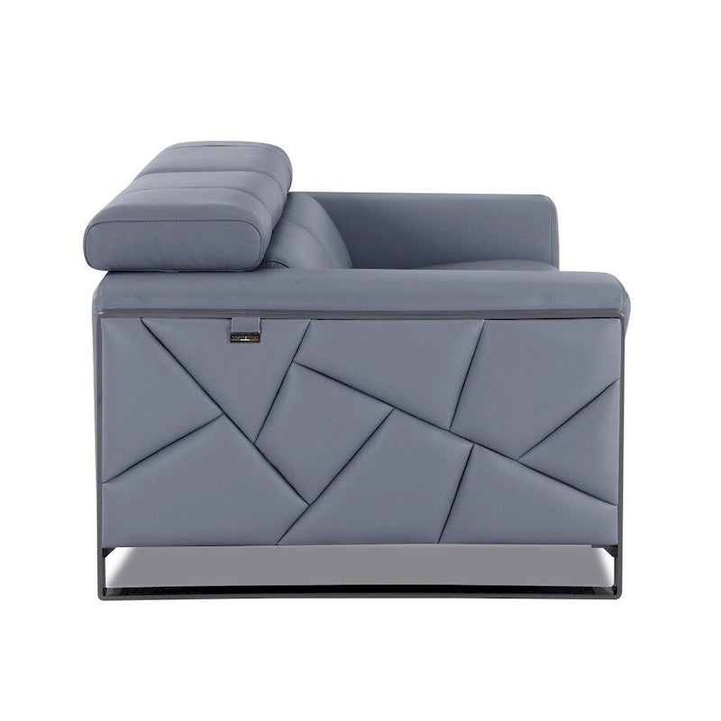 Causeuse italienne en cuir bleu clair et noir, 75 po