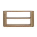 Console étroite d'entrée moderne - Table de canapé mince avec étagère ouverte et grain de bois élégant, table de couloir multifonctionnelle