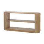 Console étroite d'entrée moderne - Table de canapé mince avec étagère ouverte et grain de bois élégant, table de couloir multifonctionnelle