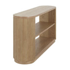 Console étroite d'entrée moderne - Table de canapé mince avec étagère ouverte et grain de bois élégant, table de couloir multifonctionnelle