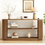 Console étroite d'entrée moderne - Table de canapé mince avec étagère ouverte et grain de bois élégant, table de couloir multifonctionnelle