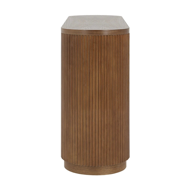 Console étroite d'entrée moderne - Table de canapé mince avec étagère ouverte et grain de bois élégant, table de couloir multifonctionnelle