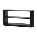 Console étroite d'entrée moderne - Table de canapé mince avec étagère ouverte et grain de bois élégant, table de couloir multifonctionnelle
