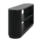 Console étroite d'entrée moderne - Table de canapé mince avec étagère ouverte et grain de bois élégant, table de couloir multifonctionnelle