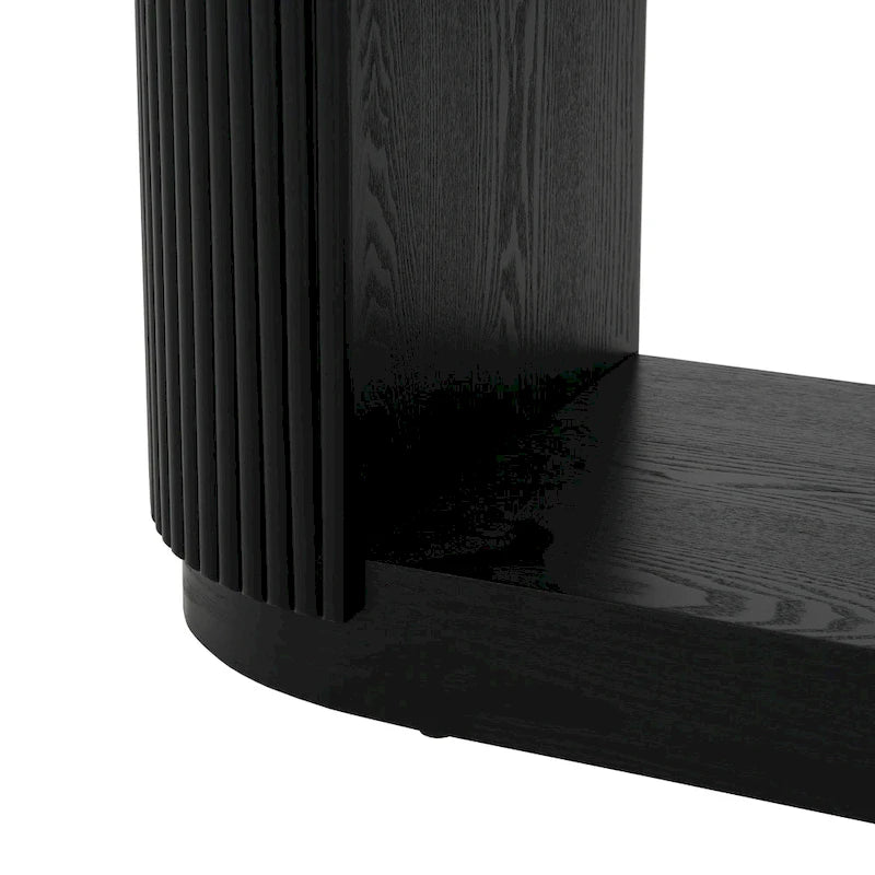 Console étroite d'entrée moderne - Table de canapé mince avec étagère ouverte et grain de bois élégant, table de couloir multifonctionnelle