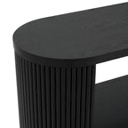 Console étroite d'entrée moderne - Table de canapé mince avec étagère ouverte et grain de bois élégant, table de couloir multifonctionnelle