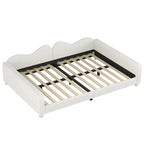 Lit de repos capitonné pleine grandeur, canapé-lit en tissu Sherpa avec dossier en forme de nuage, pas besoin de sommier tapissier, blanc