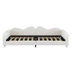 Lit de repos capitonné pleine grandeur, canapé-lit en tissu Sherpa avec dossier en forme de nuage, pas besoin de sommier tapissier, blanc