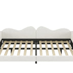 Lit de repos capitonné pleine grandeur, canapé-lit en tissu Sherpa avec dossier en forme de nuage, pas besoin de sommier tapissier, blanc