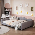Lit de repos capitonné pleine grandeur, canapé-lit en tissu Sherpa avec dossier en forme de nuage, pas besoin de sommier tapissier, blanc