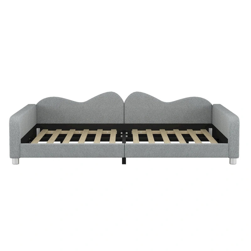 Lit de repos capitonné pleine grandeur, canapé-lit en tissu Sherpa avec dossier en forme de nuage, pas besoin de sommier tapissier, blanc