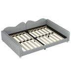 Lit de repos capitonné pleine grandeur, canapé-lit en tissu Sherpa avec dossier en forme de nuage, pas besoin de sommier tapissier, blanc