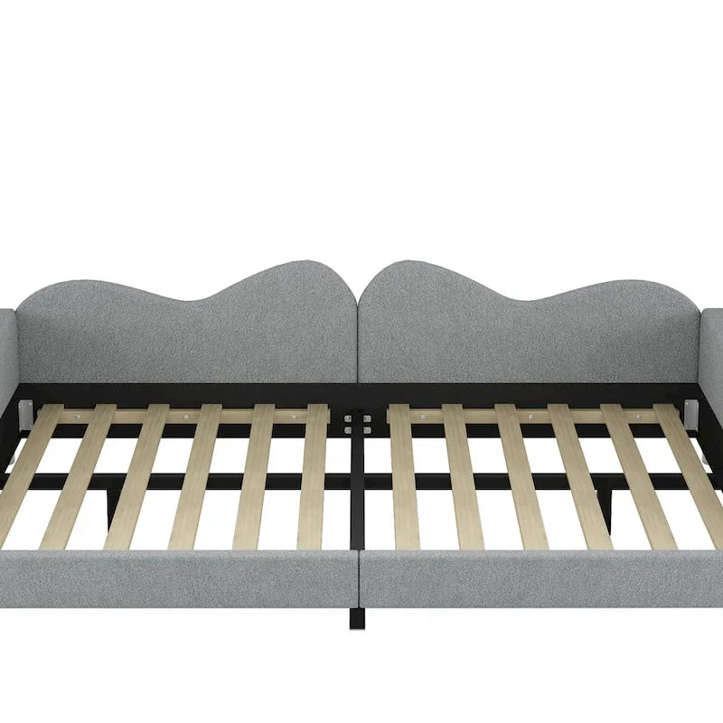 Lit de repos capitonné pleine grandeur, canapé-lit en tissu Sherpa avec dossier en forme de nuage, pas besoin de sommier tapissier, blanc