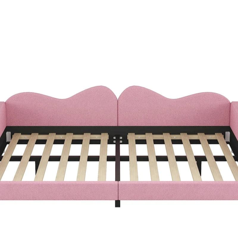 Lit de repos capitonné pleine grandeur, canapé-lit en tissu Sherpa avec dossier en forme de nuage, pas besoin de sommier tapissier, blanc