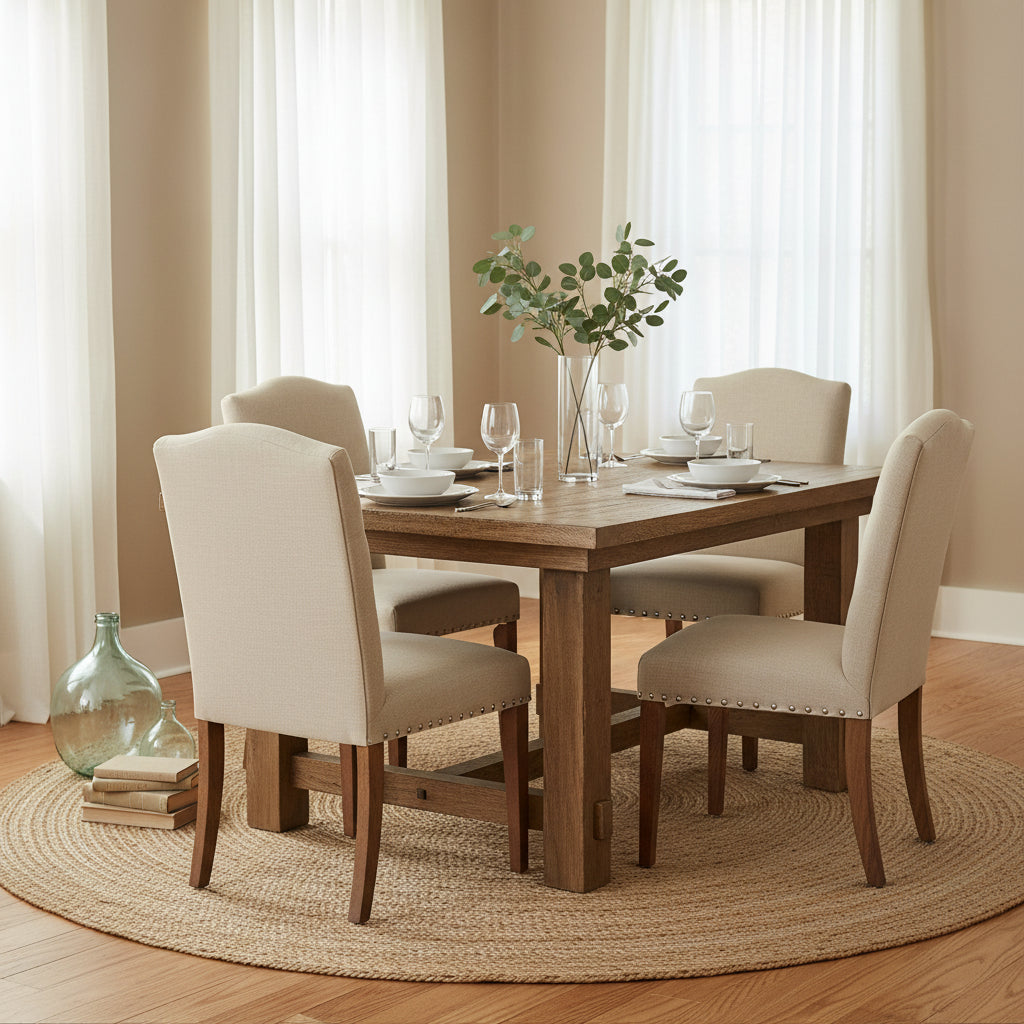 Arched Back With Nail Head Wooden Dining Chairs 39.5 Gray Brown 2Ct