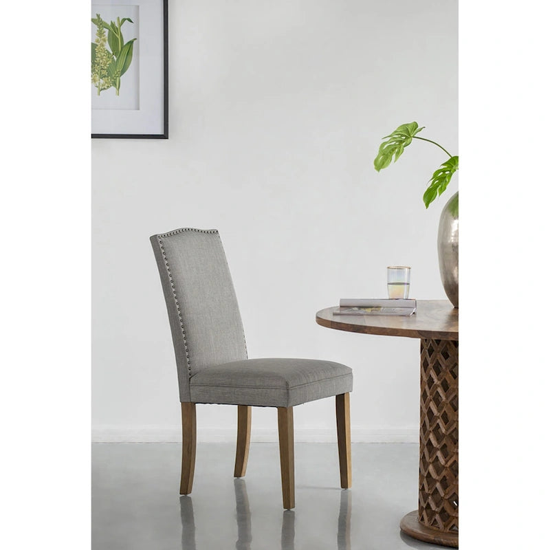 Chaises de salle à manger en bois à dossier arqué avec clous 39,5 Gris Brun 2pces