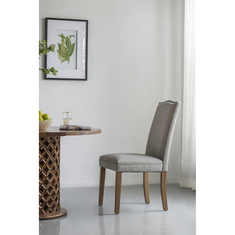 Chaises de salle à manger en bois à dossier arqué avec clous 39,5 Gris Brun 2pces