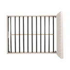 Lit plateforme grand format, polyester blanc cassé, capitonné