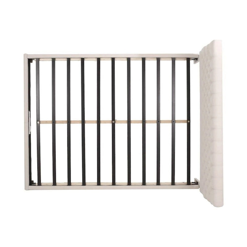 Lit plateforme grand format, polyester blanc cassé, capitonné