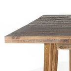 Table à manger, bois d'acacia brun clair, rectangulaire, plateau de 218 cm