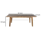 Table à manger, bois d'acacia brun clair, rectangulaire, plateau de 218 cm