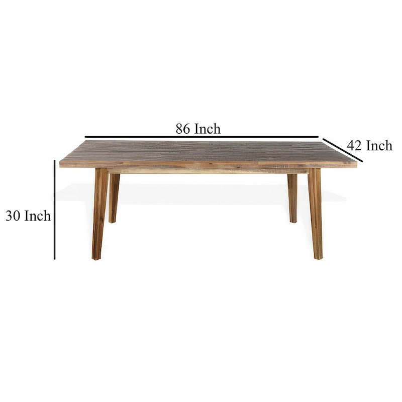 Table à manger, bois d'acacia brun clair, rectangulaire, plateau de 218 cm
