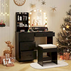 Coiffeuse, incluant un miroir, une lampe, une coiffeuse et une chaise, pour 4 personnes.