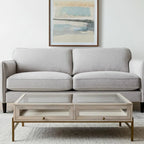 HomeRoots 44 Off White Clear And Gold Solid Wood Glass And Iron Storage Coffee Table - 43.5' X '15' X '43.5