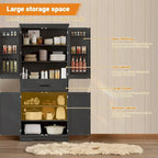 Meuble de Rangement de Cuisine de 183 cm pour Salle à Manger, Étagères Réglables