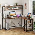 Bureau de jeu en L avec bande LED et multiprises intégrées – Voir les détails