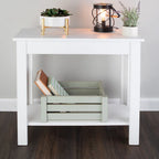 Petite table d'appoint étroite Lavish Home avec station de charge et étagère de rangement