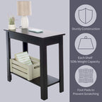Petite table d'appoint étroite Lavish Home avec station de charge et étagère de rangement