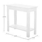 Petite table d'appoint étroite Lavish Home avec station de charge et étagère de rangement