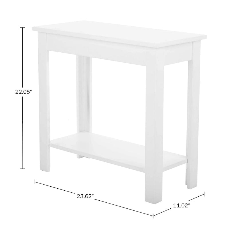 Petite table d'appoint étroite Lavish Home avec station de charge et étagère de rangement