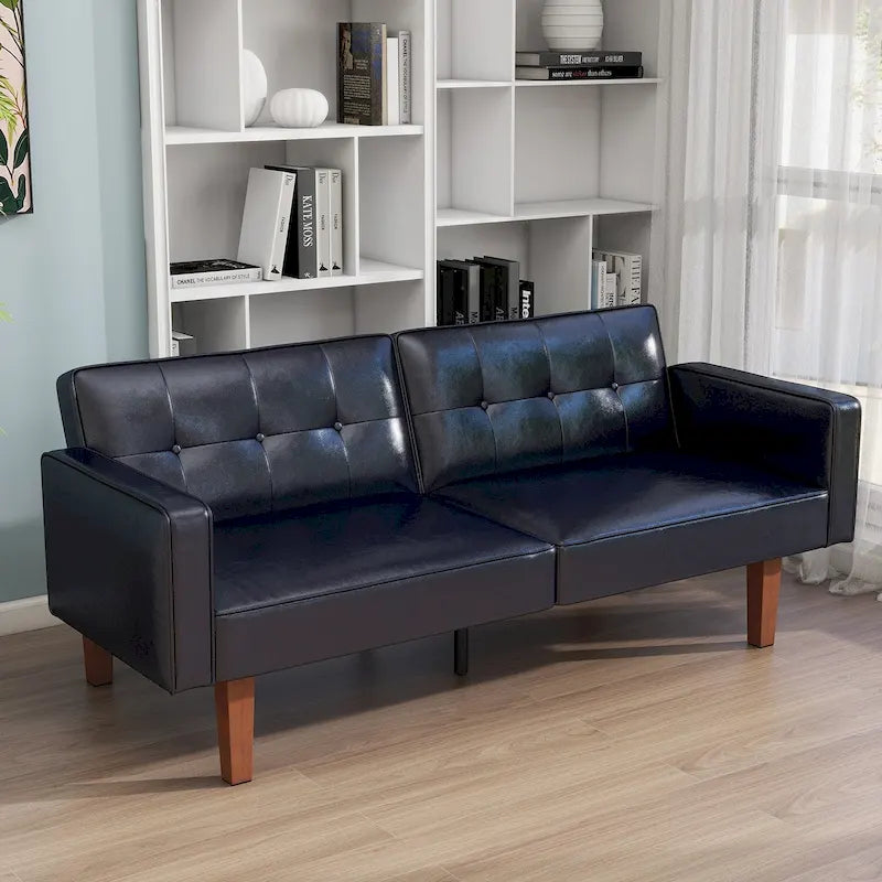 Canapé-lit convertible 2 places de 173 cm avec dossier réglable capitonné, 5 couleurs au choix - 57,00P x 173,00L x 73,00H cm