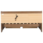 Lit de repos double en bois avec tête de lit rembourrée, ports USB et 2 tiroirs