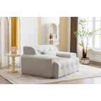 Fauteuil d'appoint capitonné moderne beige 53,15 boutons avec mousse pure et grand coussin pour salon